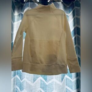 Fabletics Sweatshirt Womens Small Mock Neck Pullover Kangaroo Pocket, Ivory